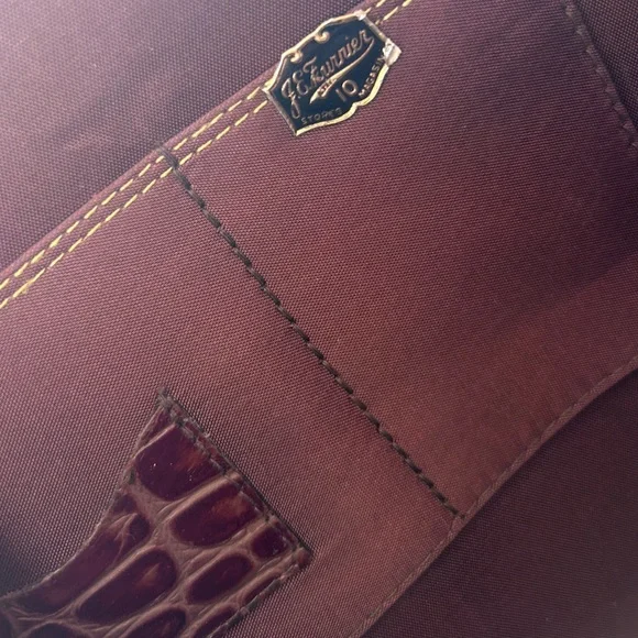 Vintage J.E Fournier Montreal Croc Embossed Leather Clutch Brown Envelope Bag - Picture 4 of 4